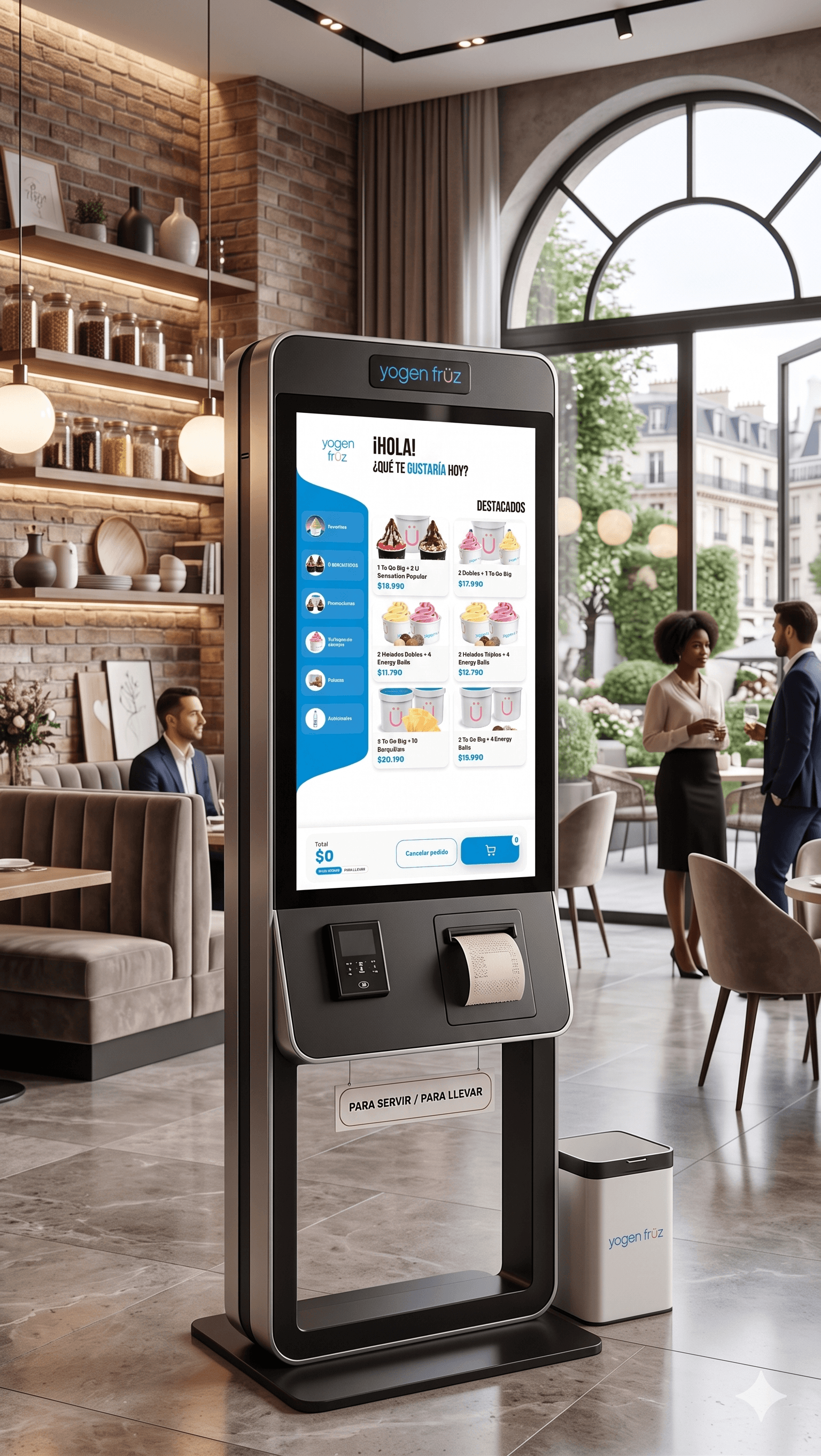 Pantalla del Kiosko self-service en un local de comida rápida